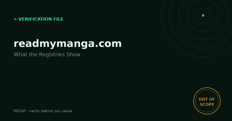 Readmymanga.com: Verification File - What the Registries Show