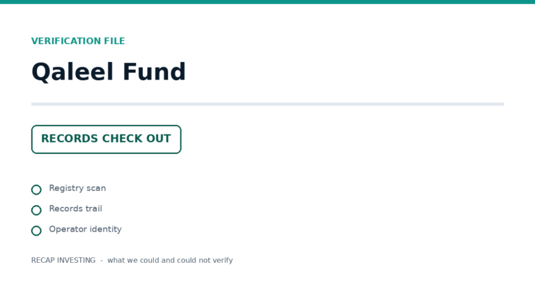 Qaleel Fund: Verification File - The Records Check Out