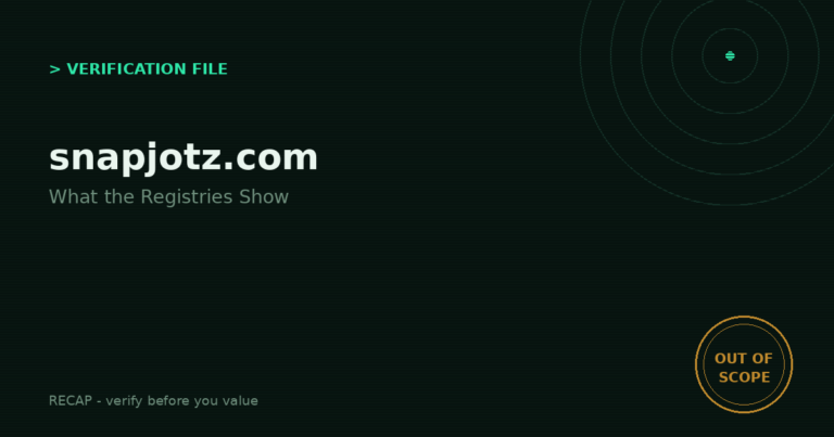 Snapjotz.com: Verification File - What the Registries Show