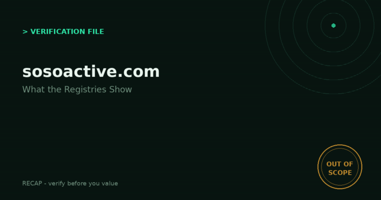 Sosoactive: Verification File - What the Registries Show