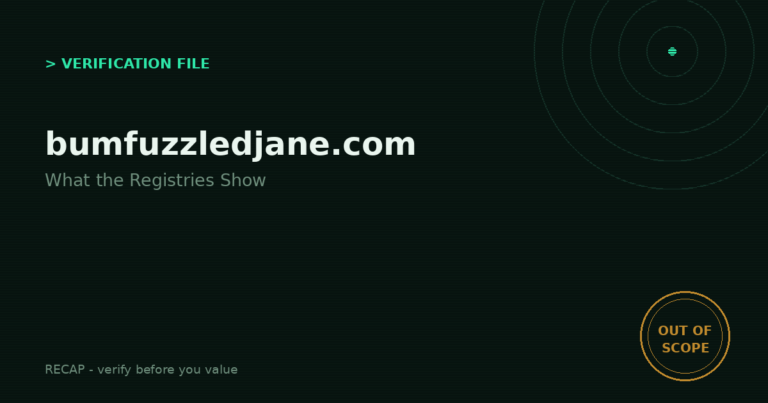 Bumfuzzledjane.com: Verification File - What the Registries Show