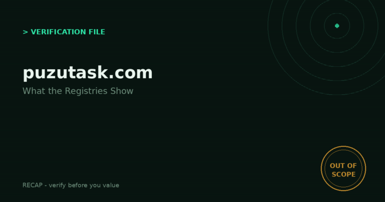 Puzutask.com: Verification File - What the Registries Show