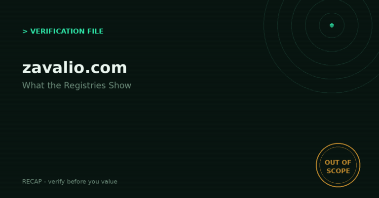 Zavalio.com: Verification File — What the Registries Show