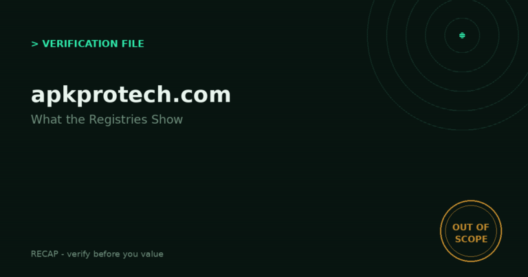 Apkprotech.com: Verification File — What the Registries Show