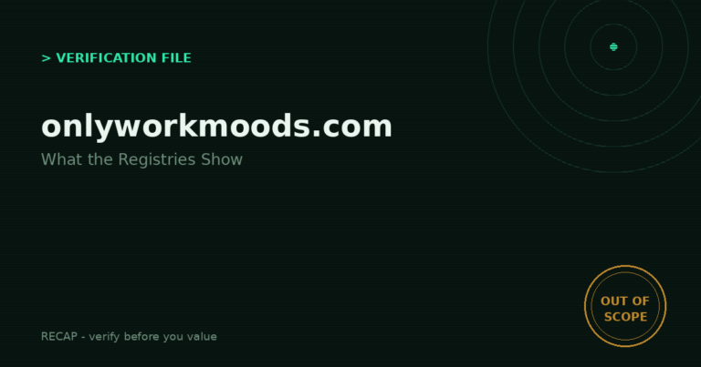 Onlyworkmoods.com: Verification File — What the Registries Show