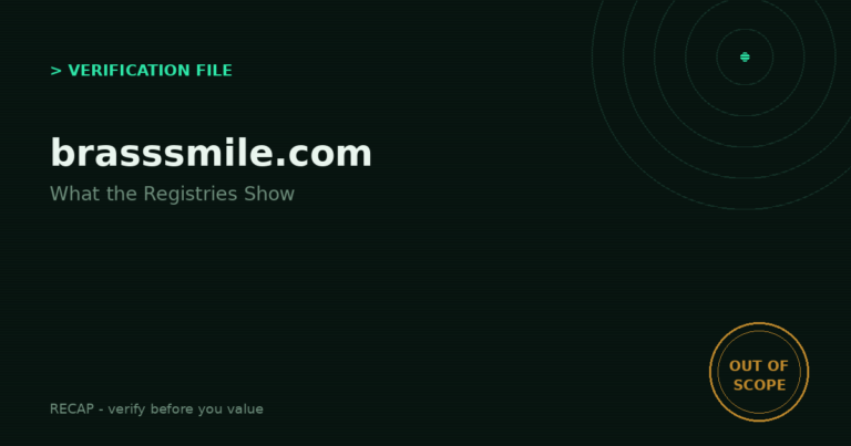 Brasssmile.com: Verification File — What the Registries Show