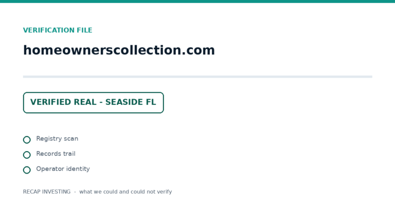 Homeownerscollection.com: Verification File - Verified Real, Seaside Florida