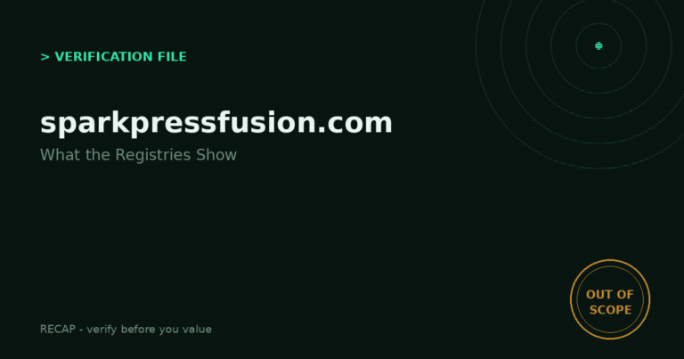 Sparkpressfusion.com: Verification File — What the Registries Show
