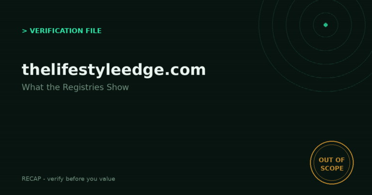 Thelifestyleedge.com: Verification File - What the Registries Show