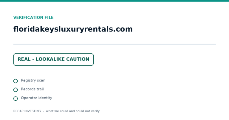 Floridakeysluxuryrentals.com: Verification File - Real Business, Lookalike Names