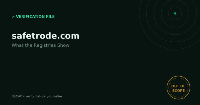 Safetrode.com: Verification File — What the Registries Show