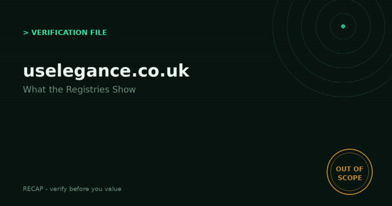 Uselegance.co.uk: Verification File — What the Registries Show