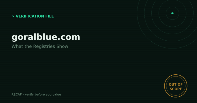 Goralblue.com: Verification File - What the Registries Show