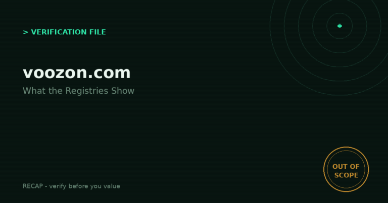 Voozon.com: Verification File - What the Registries Show