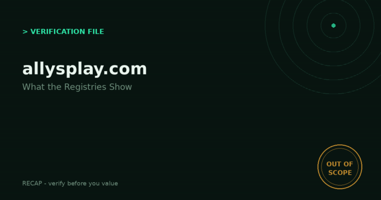 Allysplay.com: Verification File — What the Registries Show