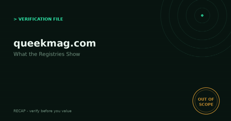 Queekmag.com: Verification File - What the Registries Show