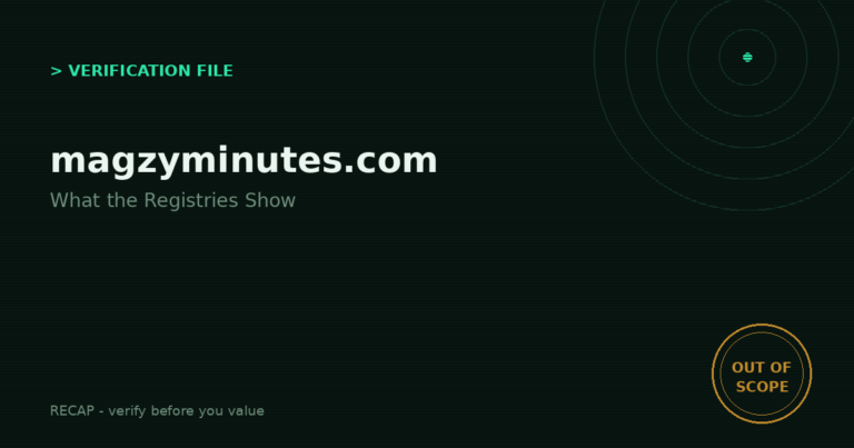 Magzyminutes.com: Verification File - What the Registries Show