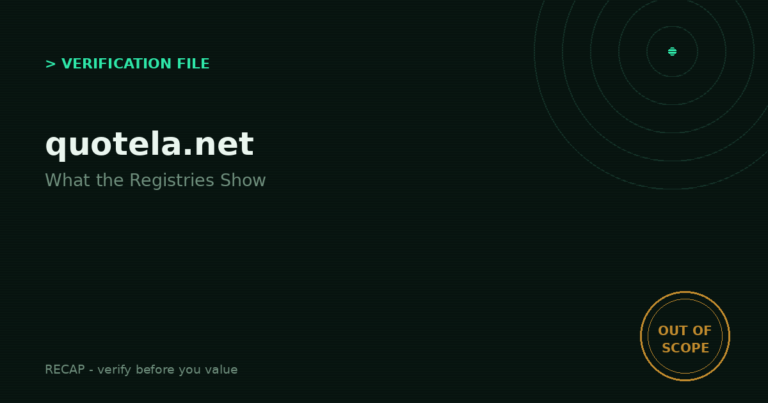 Quotela.net: Verification File - What the Registries Show