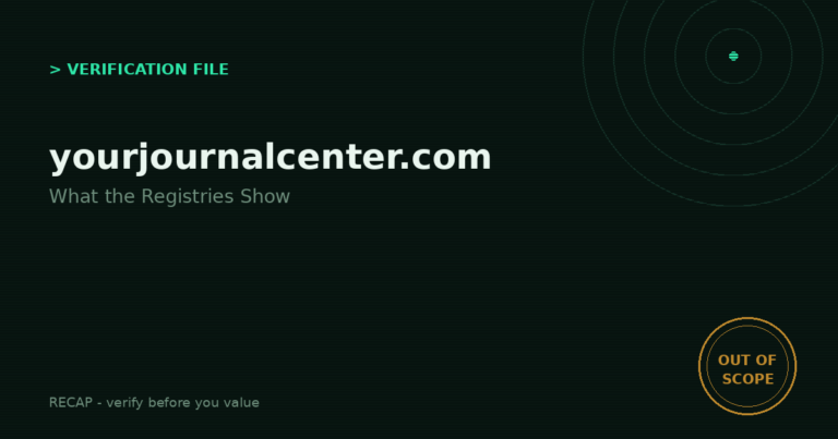 Yourjournalcenter.com: Verification File - What the Registries Show