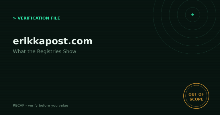 Erikkapost.com: Verification File - What the Registries Show