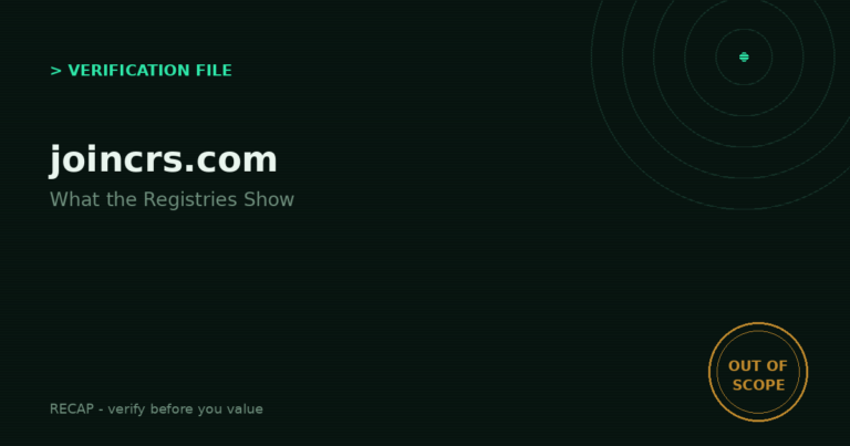 Joincrs.com: Verification File - What the Registries Show
